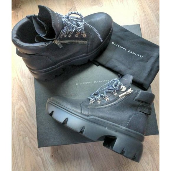 Giuseppe Zanotti Black Apocalypse Trek Hiker Lug Boots - Picture 1 of 9